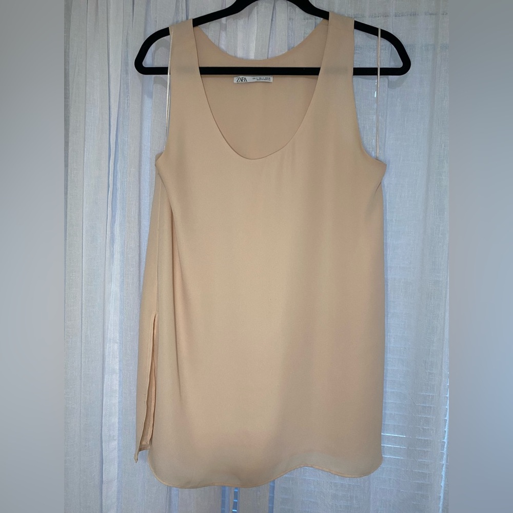 Zara light blush blouse tank top size small